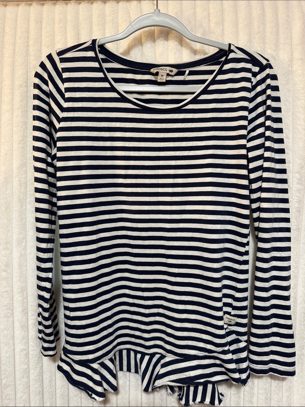 Toad&Co Navy and White Striped Long Sleeve Top